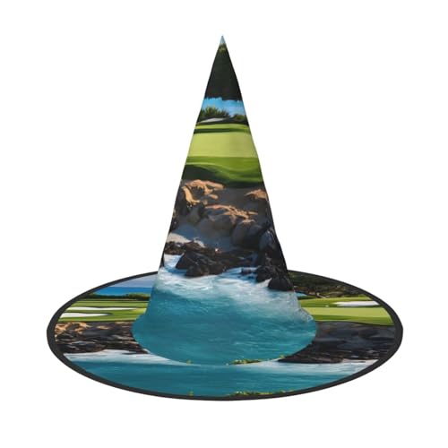 ZWLPNZZD (Hawaii Beach Golfplatz) Bedruckter faltbarer Halloween-Hut Urlaub Kostüm Kappe Cosplay Party Hexenhüte 1 von ZWLPNZZD