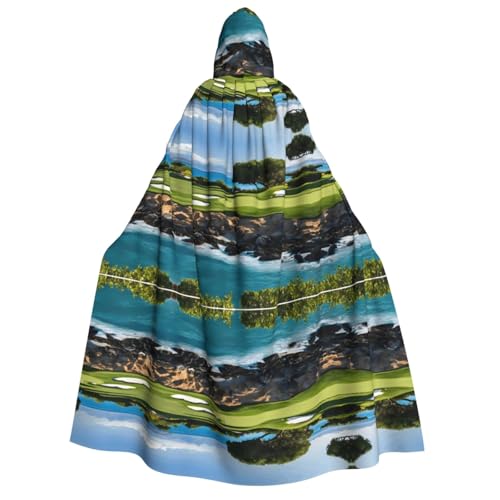 ZWLPNZZD (Hawaii Beach Golfplatz) Print Kapuzenumhang lang und bequem für Halloween, Rollenspiele, Party, Cosplay, Herren und Damen Kostüme von ZWLPNZZD