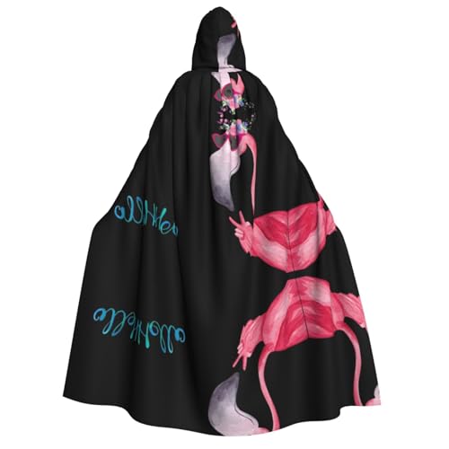 ZWLPNZZD (Hello Glasses Flamingo) Print Hooded Cloak Long and Comfortable for Halloween, Role-Playing, Party Cosplay, Men Women Costumes von ZWLPNZZD