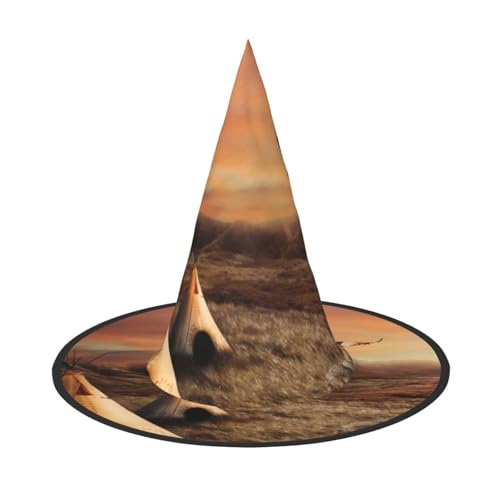 ZWLPNZZD (Indianerstämme) bedruckter faltbarer Halloween-Hut Urlaub Kostüm Kappe Cosplay Party Hexenhüte 1 von ZWLPNZZD