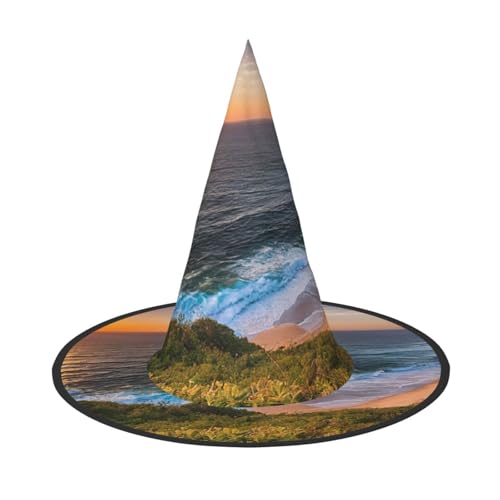 ZWLPNZZD (Irland Sonnenuntergang Meereslandschaft) Bedruckter faltbarer Halloween-Hut Urlaub Kostüm Kappe Cosplay Party Hexenhüte 3 Stück von ZWLPNZZD