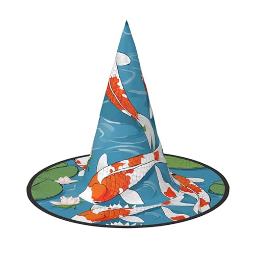 ZWLPNZZD (Japanischer hübscher Koi-Fisch) bedruckter faltbarer Halloween-Hut Urlaub Kostüm Kappe Cosplay Party Hexenhüte 3 Stück von ZWLPNZZD