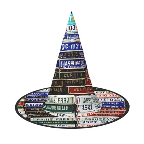 ZWLPNZZD (Kennzeichen) bedruckter faltbarer Halloween-Hut Urlaub Kostüm Kappe Cosplay Party Hexenhüte 1 von ZWLPNZZD