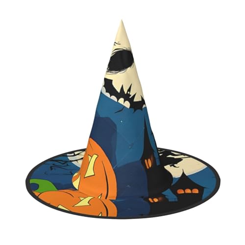 ZWLPNZZD (Kürbis Halloween) Bedruckter faltbarer Halloween-Hut Urlaub Kostüm Kappe Cosplay Party Hexenhüte 2 Stück von ZWLPNZZD