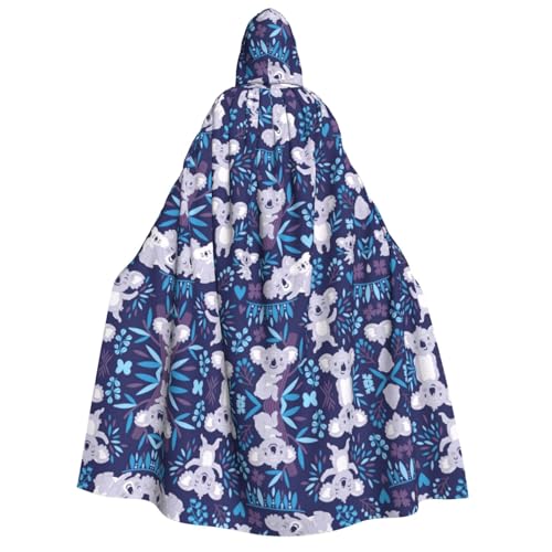 ZWLPNZZD (Lovely Koala) Print Hooded Cloak Long and Comfortable for Halloween, Role-Playing, Party Cosplay, Men Women Costumes von ZWLPNZZD