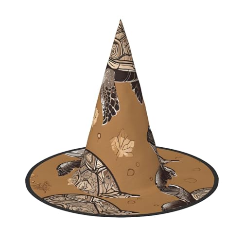 ZWLPNZZD (Meeresschildkröten) bedruckter faltbarer Halloween-Hut, Urlaub, Kostüm, Kappe, Cosplay, Party, Hexenhüte, 2 Stück von ZWLPNZZD