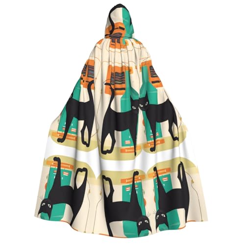 ZWLPNZZD (Mid-Century Modern Art Cat) Print Hooded Cloak Long and Comfortable for Halloween, Role-Playing, Party Cosplay, Men Women Costumes von ZWLPNZZD