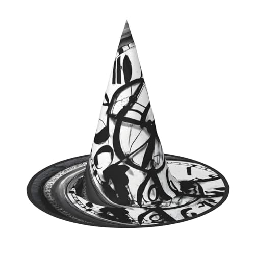 ZWLPNZZD (Musik-Notenschlüssel) bedruckter faltbarer Halloween-Hut, Urlaub, Kostüm, Kappe, Cosplay, Party, Hexenhüte, 3 Stück von ZWLPNZZD