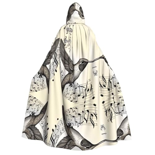 ZWLPNZZD (Musiksymbol) Kapuzenumhang mit Druck, lang und bequem, für Halloween, Rollenspiele, Party, Cosplay, Herren und Damen von ZWLPNZZD