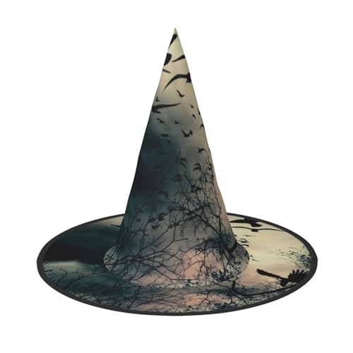 ZWLPNZZD (Nachtkrähe) bedruckter faltbarer Halloween-Hut Urlaub Kostüm Kappe Cosplay Party Hexenhüte 1 von ZWLPNZZD
