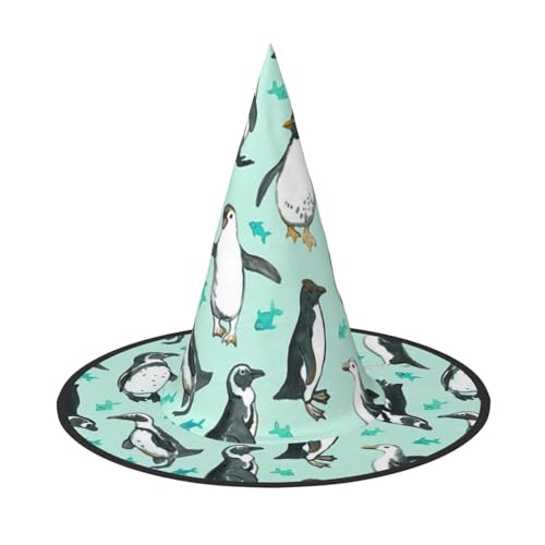ZWLPNZZD (Niedliche Pinguine) bedruckter, faltbarer Halloween-Hut, Urlaub, Kostüm, Kappe, Cosplay, Party, Hexenhüte, 3 Stück von ZWLPNZZD