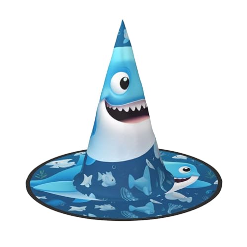 ZWLPNZZD (Niedlicher blauer Fisch) bedruckter faltbarer Halloween-Hut Urlaub Kostüm Kappe Cosplay Party Hexenhüte 3 Stück von ZWLPNZZD