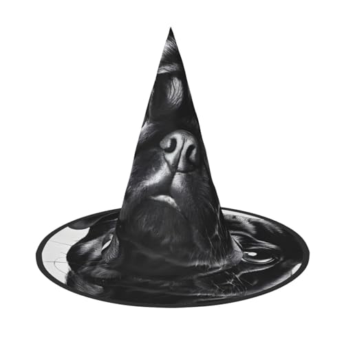ZWLPNZZD (Niedlicher schwarzer Mops-Hund) bedruckter faltbarer Halloween-Hut, Urlaub, Kostüm, Kappe, Cosplay, Party, Hexenhüte, 3 Stück von ZWLPNZZD
