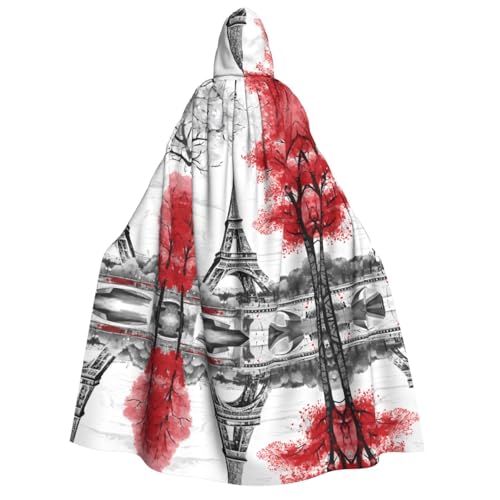 ZWLPNZZD (Paris) bedruckter Kapuzenumhang lang und bequem für Halloween, Rollenspiele, Party, Cosplay, Herren und Damen von ZWLPNZZD