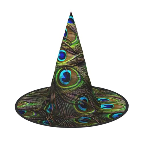 ZWLPNZZD (Pfauenfeder) Bedruckter faltbarer Halloween-Hut Urlaub Kostüm Kappe Cosplay Party Hexenhüte 1 von ZWLPNZZD