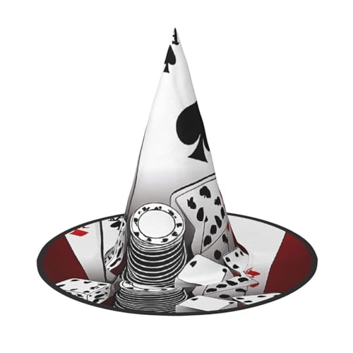 ZWLPNZZD (Pokerturnier) Bedruckter faltbarer Halloween-Hut Urlaub Kostüm Kappe Cosplay Party Hexenhüte 1 von ZWLPNZZD