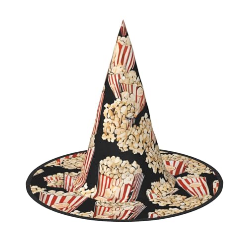 ZWLPNZZD (Popcorn-Druck) Bedruckter faltbarer Halloween-Hut Urlaub Kostüm Kappe Cosplay Party Hexenhüte 3 Stück von ZWLPNZZD