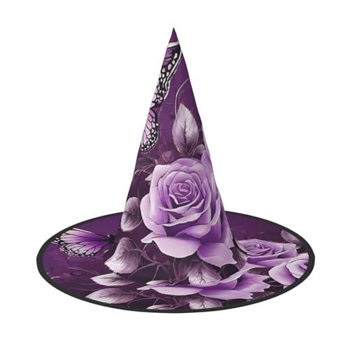 ZWLPNZZD (Purple Beauty Butterfly) Bedruckter faltbarer Halloween-Hut Urlaub Kostüm Kappe Cosplay Party Hexenhüte 1 von ZWLPNZZD