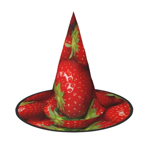ZWLPNZZD (Rote Erdbeerfrucht) bedruckter, faltbarer Halloween-Hut, Urlaub, Kostüm, Kappe, Cosplay, Party, Hexenhüte, 3 Stück von ZWLPNZZD