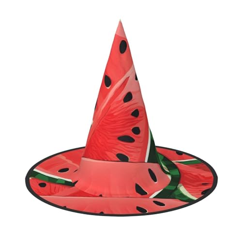 ZWLPNZZD (Rote Wassermelone) bedruckter faltbarer Halloween-Hut Urlaub Kostüm Kappe Cosplay Party Hexenhüte 1 von ZWLPNZZD