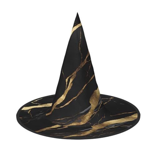 ZWLPNZZD (Schwarzer Marmor) Bedruckter faltbarer Halloween-Hut Urlaub Kostüm Kappe Cosplay Party Hexenhüte 1 von ZWLPNZZD