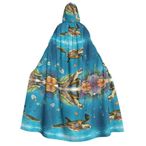 ZWLPNZZD (Sea Conch Shell Turtle) Print Hooded Cloak Long and Comfortable for Halloween, Role-Playing, Party Cosplay, Men Women Costumes von ZWLPNZZD