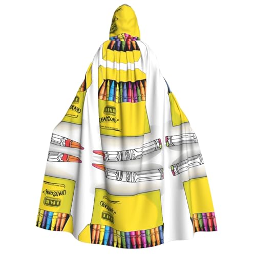 ZWLPNZZD (Süße Buntstift-Box) bedruckter Kapuzenumhang lang und bequem für Halloween, Rollenspiele, Party, Cosplay, Herren und Damen Kostüme von ZWLPNZZD