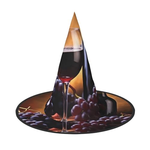 ZWLPNZZD (Traubenwein) bedruckter faltbarer Halloween-Hut Urlaub Kostüm Kappe Cosplay Party Hexenhüte 1 von ZWLPNZZD