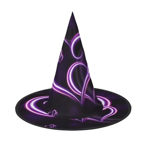 ZWLPNZZD (Violette Herzen) bedruckter faltbarer Halloween-Hut Urlaub Kostüm Kappe Cosplay Party Hexenhüte 1 von ZWLPNZZD