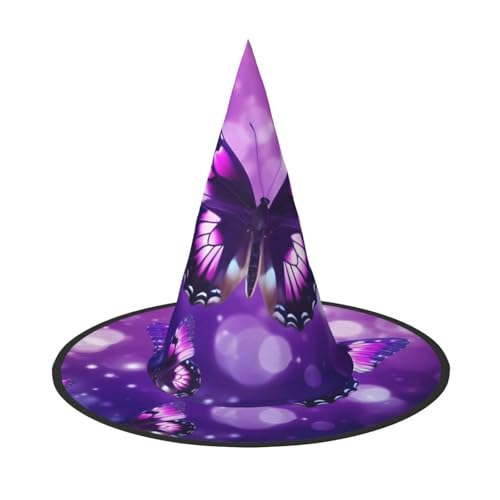 ZWLPNZZD (Violetter Schmetterling) bedruckter, faltbarer Halloween-Hut, Urlaub, Kostüm, Kappe, Cosplay, Party, Hexenhüte, 2 Stück von ZWLPNZZD