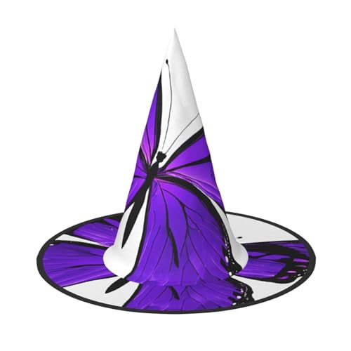 ZWLPNZZD (Violetter Schmetterling) bedruckter faltbarer Halloween-Hut, Urlaub, Kostüm, Kappe, Cosplay, Party, Hexenhüte, 2 Stück von ZWLPNZZD