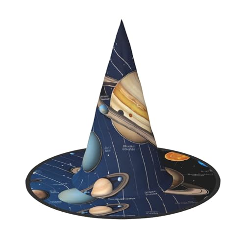 ZWLPNZZD (Weltraum-Sonnensystem) bedruckter, faltbarer Halloween-Hut, Urlaub, Kostüm, Kappe, Cosplay, Party, Hexenhüte, 2 Stück von ZWLPNZZD