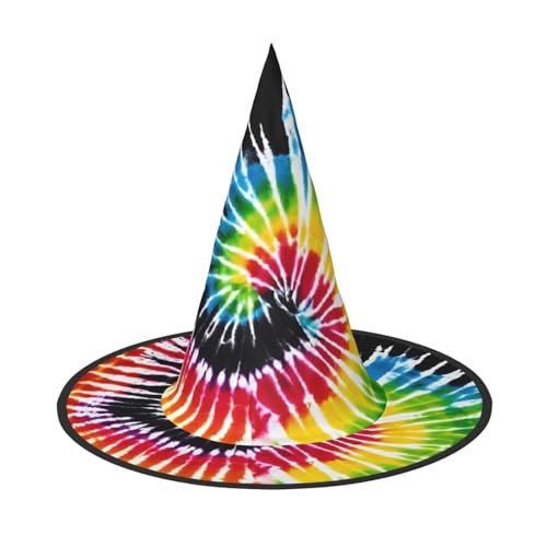ZWLPNZZD Batik-Hippies-Hut, bedruckt, faltbar, Halloween, Urlaub, Kostüm, Kappe, Cosplay, Party, Hexenhüte, 2 Stück von ZWLPNZZD