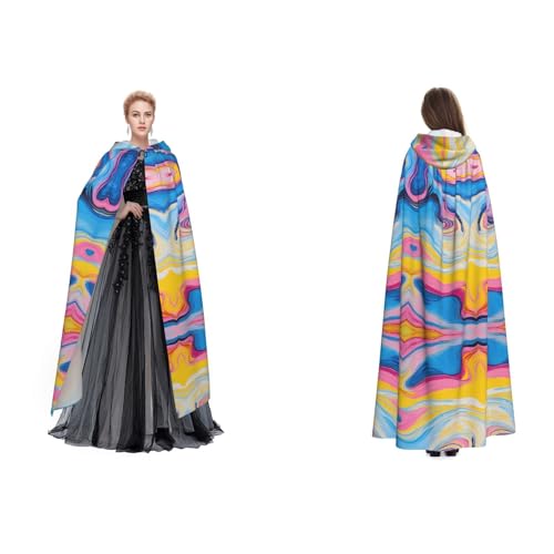 ZWLPNZZD Farbenfroher Batikdruck, Kapuzenumhang, lang und bequem für Halloween, Rollenspiele und mehr ZWLPNZZD Farbenfroher Batikdruck, Kapuzenumhang, lang und bequem für Halloween, Rollenspiele und mehr von ZWLPNZZD