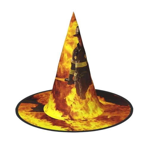 ZWLPNZZD Feuerwehrmann, Feuerwehrmann, Flamme), bedruckter faltbarer Halloween-Hut, Urlaub, Kostüm, Kappe, Cosplay, Party, Hexenhüte, 2 Stück von ZWLPNZZD
