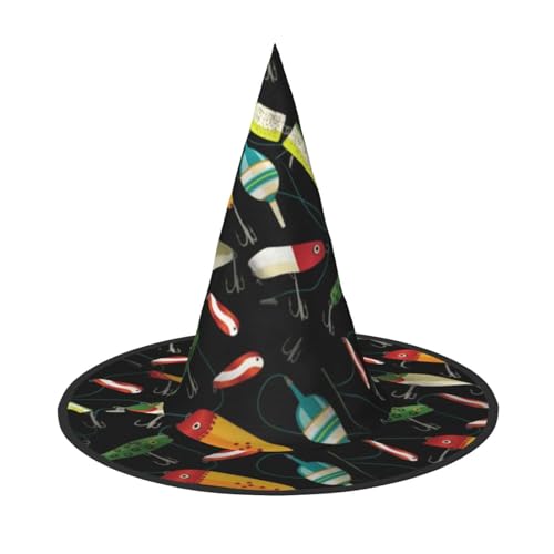 ZWLPNZZD Fischköder) Bedruckter faltbarer Halloweenhut Urlaub Kostüm Kappe Cosplay Party Hexenhüte 1 von ZWLPNZZD