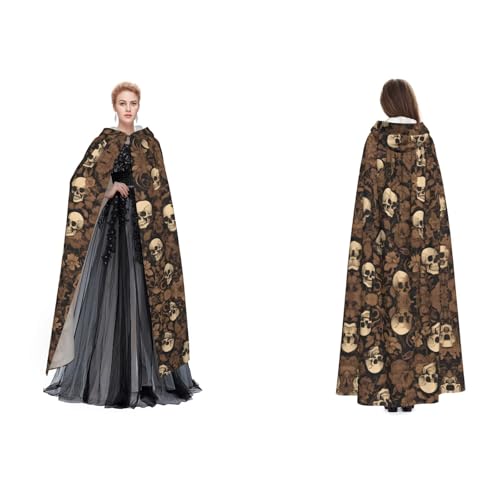 ZWLPNZZD Gothic-Tapete, Totenkopf-Druck, Kapuzenumhang, lang und bequem, für Halloween, Rollenspiele und mehr, Schwarz, Einheitsgr��e ZWLPNZZD Gothic-Tapete, Totenkopf-Druck, Kapuzenumhang, lang und bequem, für Halloween, Rollenspiele und mehr, Schwarz, Einheitsgr��e von ZWLPNZZD