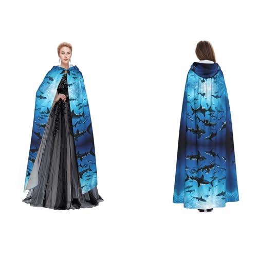 ZWLPNZZD Hammerhead Sharks Print Hooded Cloak Long And Comfortable For Halloween, Role-Playing, And More, Black, One Size ZWLPNZZD Hammerhead Sharks Print Hooded Cloak Long And Comfortable For Halloween, Role-Playing, And More, Black, One Size von ZWLPNZZD
