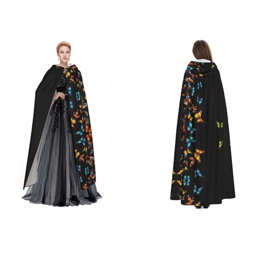 ZWLPNZZD Hübscher Kapuzenumhang mit Schmetterlingsdruck, lang und bequem für Halloween, Rollenspiele und mehr ZWLPNZZD Hübscher Kapuzenumhang mit Schmetterlingsdruck, lang und bequem für Halloween, Rollenspiele und mehr von ZWLPNZZD