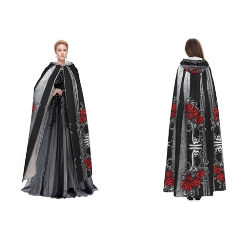 ZWLPNZZD Hübscher Rosen-Umhang mit Kapuze, lang und bequem für Halloween, Rollenspiele und mehr ZWLPNZZD Hübscher Rosen-Umhang mit Kapuze, lang und bequem für Halloween, Rollenspiele und mehr von ZWLPNZZD