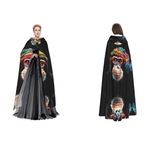 ZWLPNZZD Kapuzenumhang mit Affen-Druck, lang und bequem für Halloween, Rollenspiele und mehr ZWLPNZZD Kapuzenumhang mit Affen-Druck, lang und bequem für Halloween, Rollenspiele und mehr von ZWLPNZZD