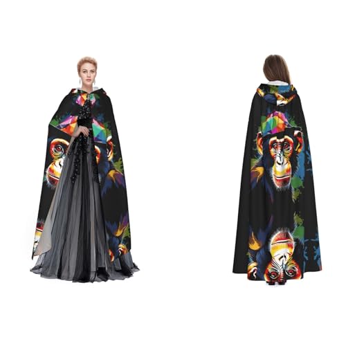 ZWLPNZZD Kapuzenumhang mit Affen-Druck, lang und bequem für Halloween, Rollenspiele und mehr ZWLPNZZD Kapuzenumhang mit Affen-Druck, lang und bequem für Halloween, Rollenspiele und mehr von ZWLPNZZD