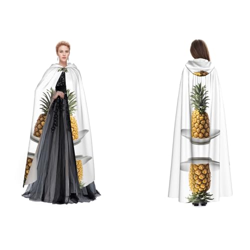 ZWLPNZZD Kapuzenumhang mit Ananas-Muster, lang und bequem, für Halloween, Rollenspiele und mehr, Schwarz, Einheitsgröße von ZWLPNZZD