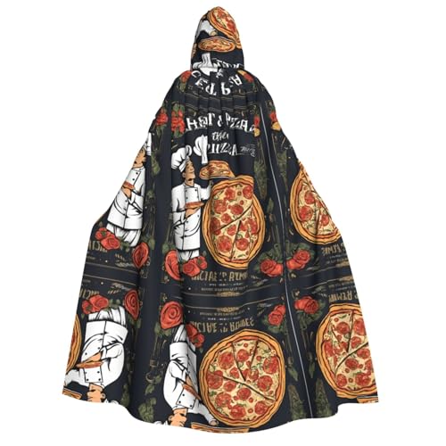 ZWLPNZZD Kapuzenumhang mit Aufdruck "Chef Pizza", lang und bequem, für Halloween, Rollenspiele, Party, Cosplay, Herren und Damen von ZWLPNZZD