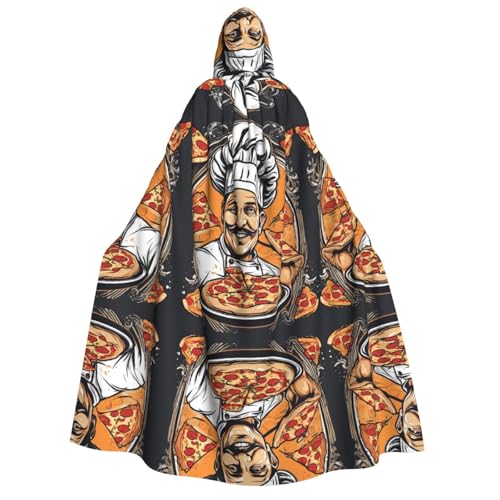 ZWLPNZZD Kapuzenumhang mit Aufdruck "Chef Pizza", lang und bequem, für Halloween, Rollenspiele, Party, Cosplay, Herren und Damen von ZWLPNZZD