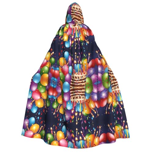 ZWLPNZZD Kapuzenumhang mit Aufdruck "Happy Birthday", lang und bequem, für Halloween, Rollenspiele, Party, Cosplay, Herren und Damen von ZWLPNZZD