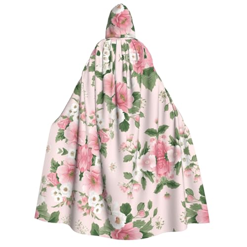 ZWLPNZZD Kapuzenumhang mit Blumenmuster, lang und bequem, für Halloween, Rollenspiele, Party, Cosplay, für Herren und Damen von ZWLPNZZD