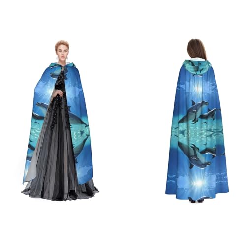 ZWLPNZZD Kapuzenumhang mit Delfinen im Meer, lang und bequem, für Halloween, Rollenspiele und mehr ZWLPNZZD Kapuzenumhang mit Delfinen im Meer, lang und bequem, für Halloween, Rollenspiele und mehr von ZWLPNZZD