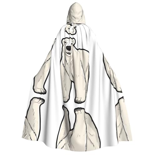 ZWLPNZZD Kapuzenumhang mit Eisbär-Druck, lang und bequem, für Halloween, Rollenspiele, Party, Cosplay, Herren und Damen von ZWLPNZZD
