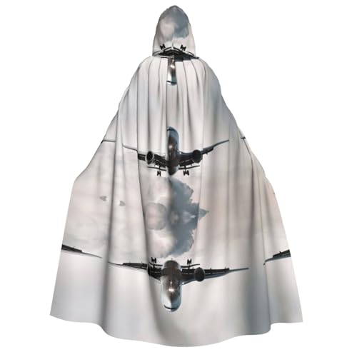 ZWLPNZZD Kapuzenumhang mit Flugzeugkunstdruck, lang und bequem, für Halloween, Rollenspiele, Party, Cosplay, Herren und Damen von ZWLPNZZD